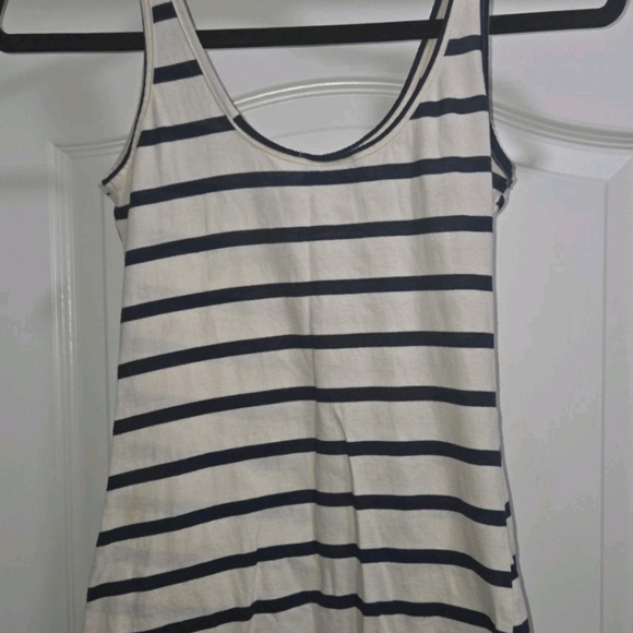 WOMAN'S BLUE STRIPED TANK SHIRT WITH USA RED RHINESTONE STAR SIZE SMALL - Picture 3 of 12